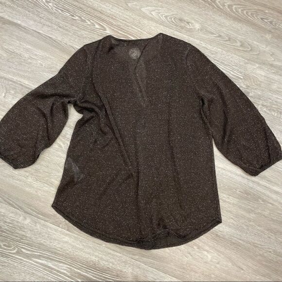 Monari Italy Relaxed Fit Lurex Knit Top Made with Swarovski Crystal Cut Sleeves - Picture 2 of 7